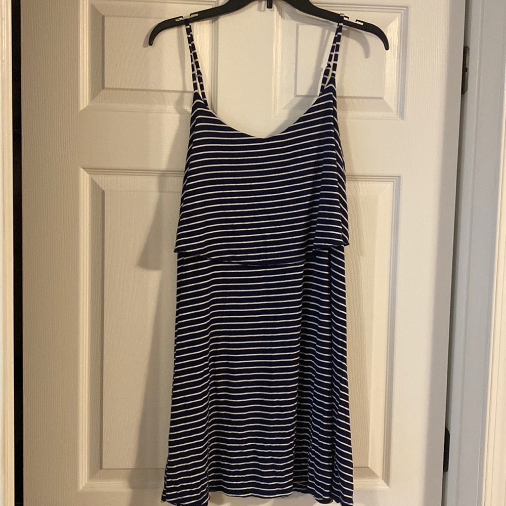 American Eagle Navy Blue and White Striped Dress